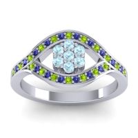 Aquamarine Fashion Ring In 14k White Gold With Peridot And Blue Sapphire – Siktha Simple Ring