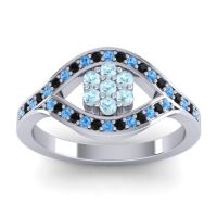 Aquamarine Fashion Ring In 14k White Gold With Swiss Blue Topaz And Black Onyx – Siktha Simple Ring