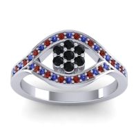 Black Onyx Fashion Ring In 14k White Gold With Blue Sapphire And Garnet – Siktha Simple Ring