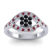 Black Onyx Fashion Ring In 14k White Gold With Lab Diamond And Ruby – Siktha Simple Ring