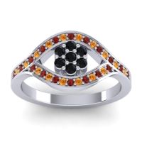Black Onyx Fashion Ring In 14k White Gold With Garnet And Citrine – Siktha Simple Ring