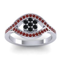Black Onyx Fashion Ring In 14k White Gold With Garnet – Siktha Simple Ring