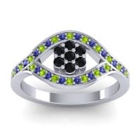 Black Onyx Fashion Ring In 14k White Gold With Peridot And Blue Sapphire – Siktha Simple Ring