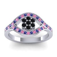 Black Onyx Fashion Ring In 14k White Gold With Pink Tourmaline And Blue Sapphire – Siktha Simple Ring