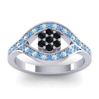 Black Onyx Fashion Ring In 14k White Gold With Swiss Blue Topaz And Aquamarine – Siktha Simple Ring