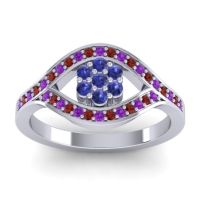 Blue Sapphire Fashion Ring In 14k White Gold With Amethyst And Garnet – Siktha Simple Ring