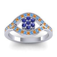 Blue Sapphire Fashion Ring In 14k White Gold With Citrine And Swiss Blue Topaz – Siktha Simple Ring