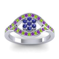 Blue Sapphire Fashion Ring In 14k White Gold With Peridot And Amethyst – Siktha Simple Ring