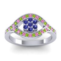 Blue Sapphire Fashion Ring In 14k White Gold With Pink Tourmaline And Peridot – Siktha Simple Ring