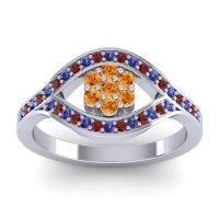 Citrine Fashion Ring In 14k White Gold With Blue Sapphire And Garnet – Siktha Simple Ring