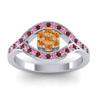 Citrine Fashion Ring In 14k White Gold With Garnet And Pink Tourmaline – Siktha Simple Ring