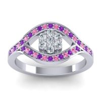 Lab Diamond Fashion Ring In 14k White Gold With Amethyst And Pink Tourmaline – Siktha Simple Ring