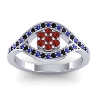 Garnet Fashion Ring In 14k White Gold With Blue Sapphire And Black Onyx – Siktha Simple Ring