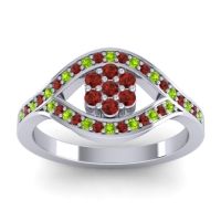 Garnet Fashion Ring In 14k White Gold With Peridot – Siktha Simple Ring