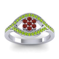 Garnet Fashion Ring In 14k White Gold With Peridot – Siktha Simple Ring