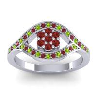 Garnet Fashion Ring In 14k White Gold With Peridot And Ruby – Siktha Simple Ring