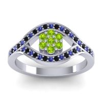 Peridot Fashion Ring In 14k White Gold With Blue Sapphire And Black Onyx – Siktha Simple Ring