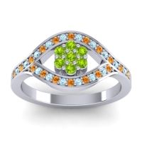 Peridot Fashion Ring In 14k White Gold With Citrine And Aquamarine – Siktha Simple Ring