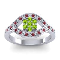 Peridot Fashion Ring In 14k White Gold With Lab Diamond And Ruby – Siktha Simple Ring