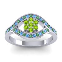 Peridot Fashion Ring In 14k White Gold With Emerald And Swiss Blue Topaz – Siktha Simple Ring