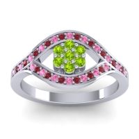 Peridot Fashion Ring In 14k White Gold With Pink Tourmaline And Ruby – Siktha Simple Ring