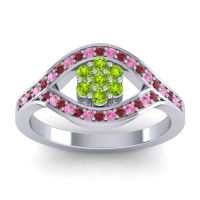 Peridot Fashion Ring In 14k White Gold With Ruby And Pink Tourmaline – Siktha Simple Ring