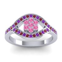 Pink Tourmaline Fashion Ring In 14k White Gold With Amethyst And Ruby – Siktha Simple Ring