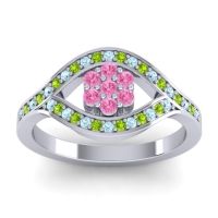 Pink Tourmaline Fashion Ring In 14k White Gold With Aquamarine And Peridot – Siktha Simple Ring