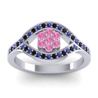 Pink Tourmaline Fashion Ring In 14k White Gold With Blue Sapphire And Black Onyx – Siktha Simple Ring