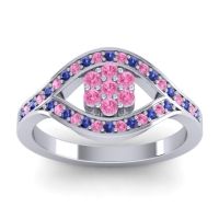 Pink Tourmaline Fashion Ring In 14k White Gold With Blue Sapphire – Siktha Simple Ring