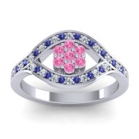 Pink Tourmaline Fashion Ring In 14k White Gold With Lab Diamond And Blue Sapphire – Siktha Simple Ring