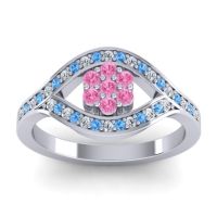 Pink Tourmaline Fashion Ring In 14k White Gold With Lab Diamond And Swiss Blue Topaz – Siktha Simple Ring