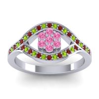 Pink Tourmaline Fashion Ring In 14k White Gold With Garnet And Peridot – Siktha Simple Ring