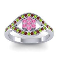 Pink Tourmaline Fashion Ring In 14k White Gold With Peridot And Garnet – Siktha Simple Ring