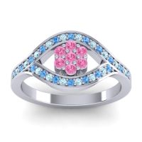 Pink Tourmaline Fashion Ring In 14k White Gold With Swiss Blue Topaz And Aquamarine – Siktha Simple Ring