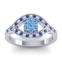 Swiss Blue Topaz Fashion Ring In 14k White Gold With Aquamarine And Blue Sapphire – Siktha Simple Ring