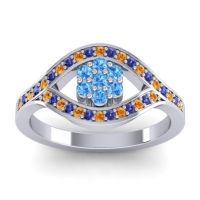 Swiss Blue Topaz Fashion Ring In 14k White Gold With Citrine And Blue Sapphire – Siktha Simple Ring