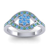 Swiss Blue Topaz Fashion Ring In 14k White Gold With Emerald – Siktha Simple Ring