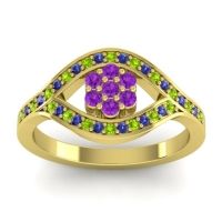 Amethyst Fashion Ring In 14k Yellow Gold With Peridot And Blue Sapphire – Siktha Simple Ring
