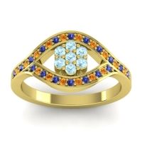 Aquamarine Fashion Ring In 14k Yellow Gold With Blue Sapphire And Citrine – Siktha Simple Ring