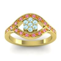 Aquamarine Fashion Ring In 14k Yellow Gold With Citrine And Pink Tourmaline – Siktha Simple Ring