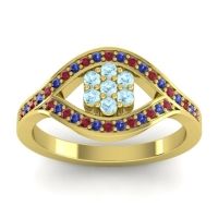Aquamarine Fashion Ring In 14k Yellow Gold With Ruby And Blue Sapphire – Siktha Simple Ring