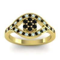 Black Onyx Fashion Ring In 14k Yellow Gold With Aquamarine – Siktha Simple Ring