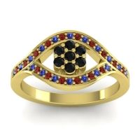 Black Onyx Fashion Ring In 14k Yellow Gold With Blue Sapphire And Garnet – Siktha Simple Ring