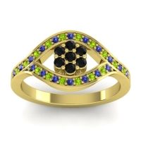 Black Onyx Fashion Ring In 14k Yellow Gold With Blue Sapphire And Peridot – Siktha Simple Ring