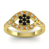 Black Onyx Fashion Ring In 14k Yellow Gold With Citrine And Lab Diamond – Siktha Simple Ring