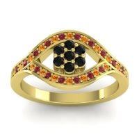 Black Onyx Fashion Ring In 14k Yellow Gold With Citrine And Ruby – Siktha Simple Ring