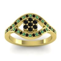 Black Onyx Fashion Ring In 14k Yellow Gold With Emerald – Siktha Simple Ring