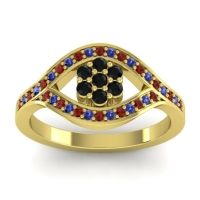 Black Onyx Fashion Ring In 14k Yellow Gold With Garnet And Blue Sapphire – Siktha Simple Ring