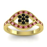 Black Onyx Fashion Ring In 14k Yellow Gold With Garnet And Pink Tourmaline – Siktha Simple Ring
